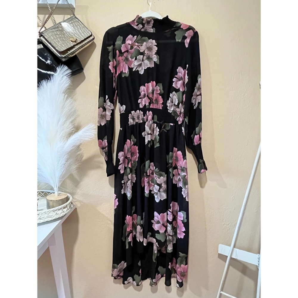 High/Low Floral Midi Dress